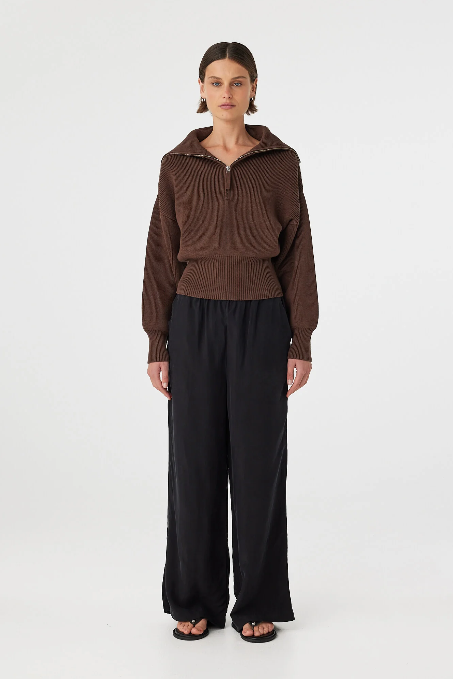 Marley Zip Sweater - Espresso