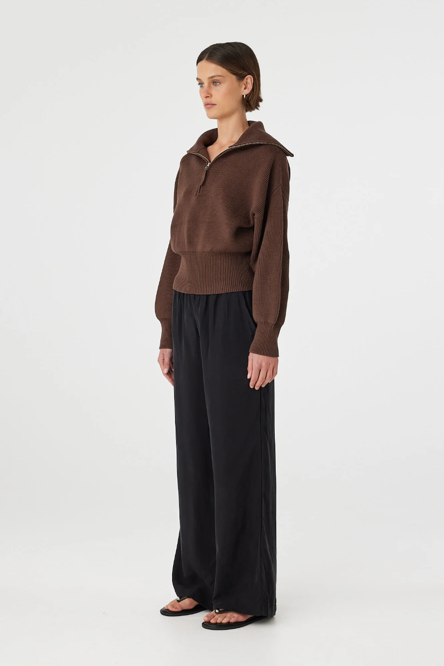 Marley Zip Sweater - Espresso