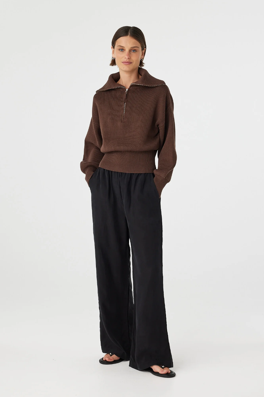 Marley Zip Sweater - Espresso