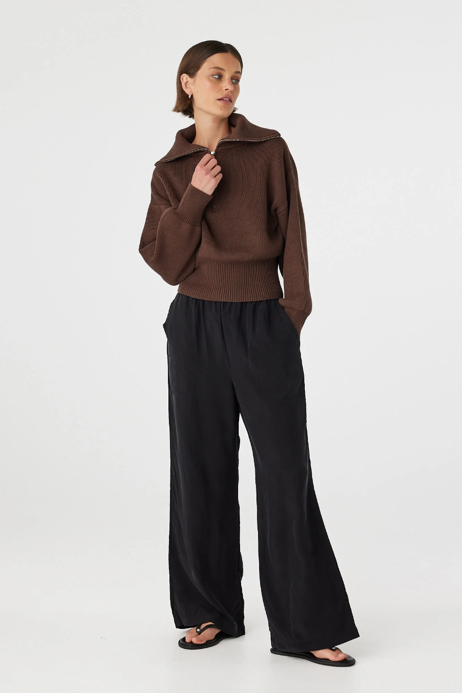 Marley Zip Sweater - Espresso