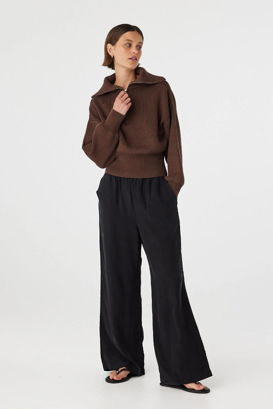 Marley Zip Sweater - Espresso