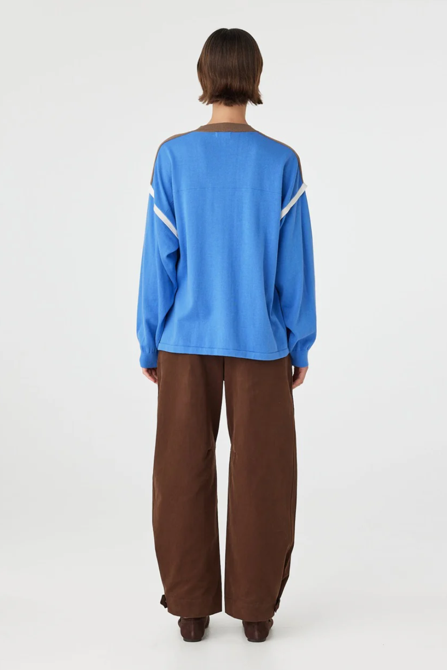 Eden Long Sleeve Tee - Royal Blue & Espresso
