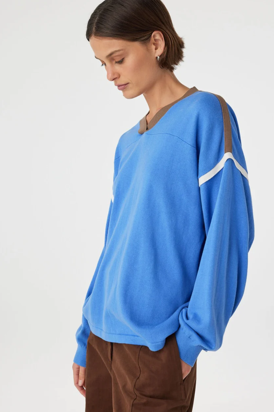 Eden Long Sleeve Tee - Royal Blue & Espresso