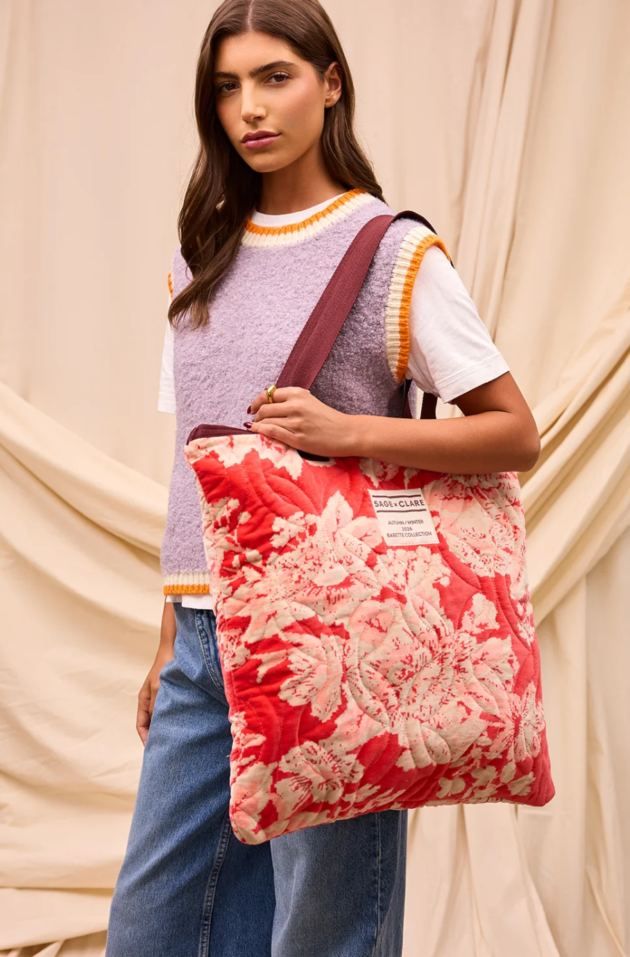 Hazel Velvet Tote Bag