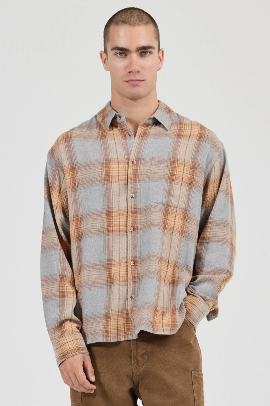 Campus Check Long Sleeve Shirt - Dove Grey