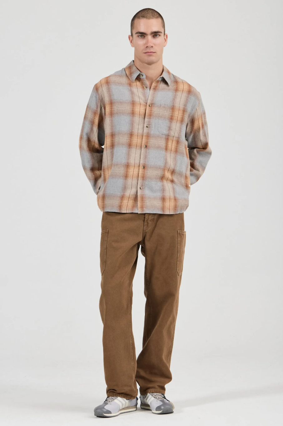 Campus Check Long Sleeve Shirt - Dove Grey