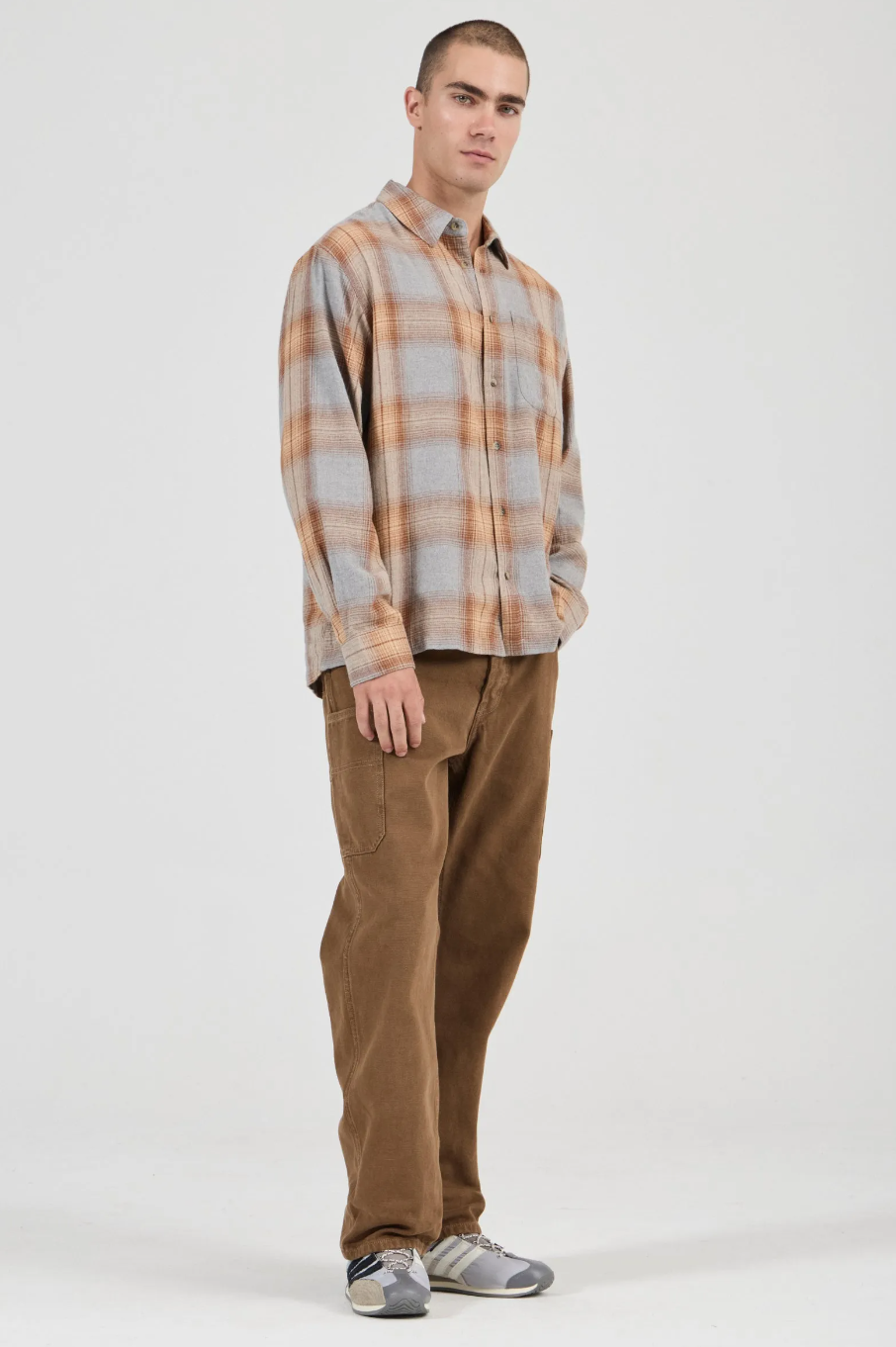 Campus Check Long Sleeve Shirt - Dove Grey