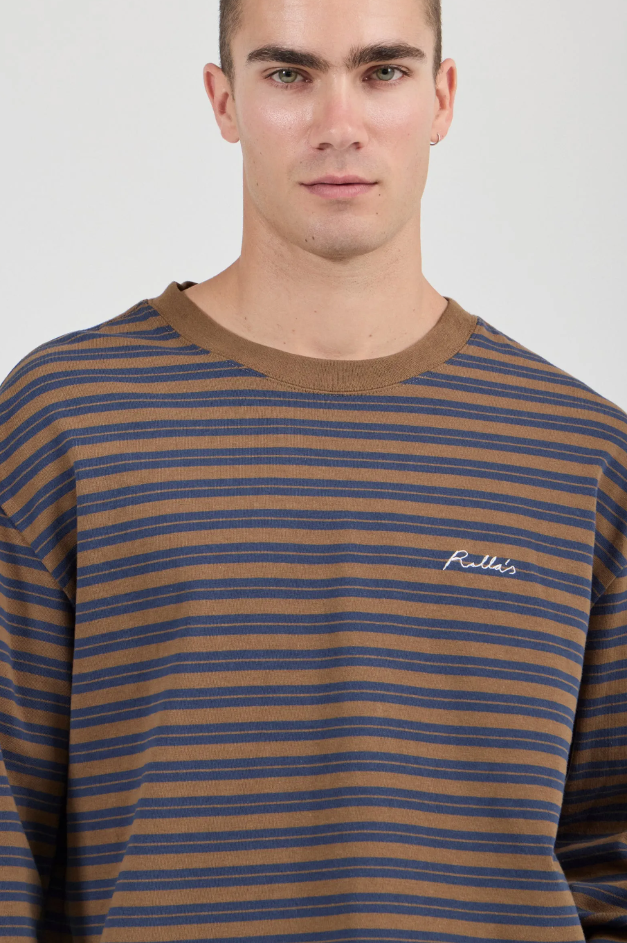 Stripe Long Sleeve Tee - Tan/Navy