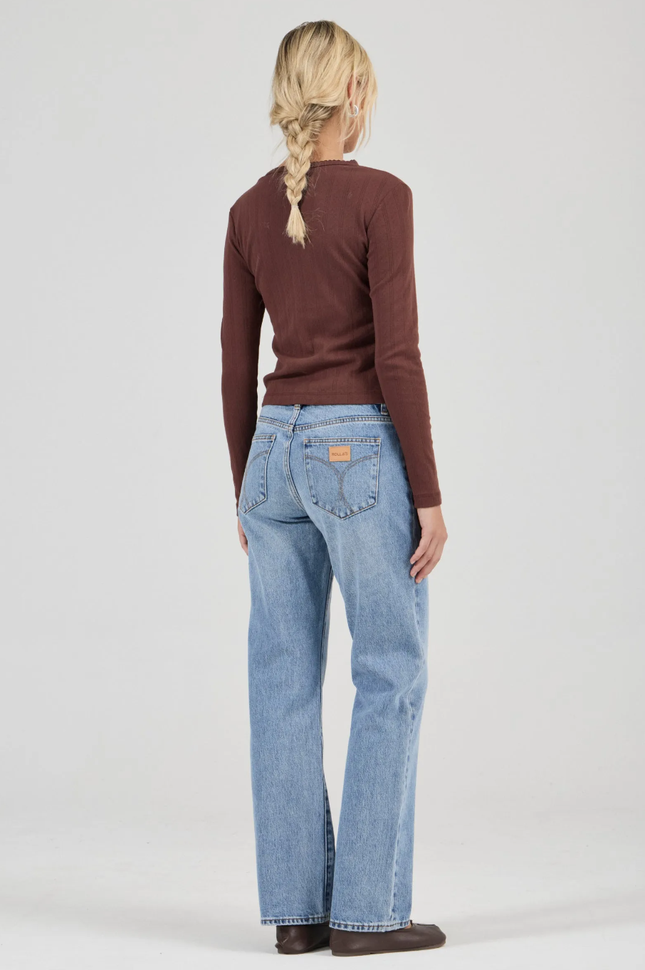 Pointelle Classic Long Sleeve Top - Chocolate