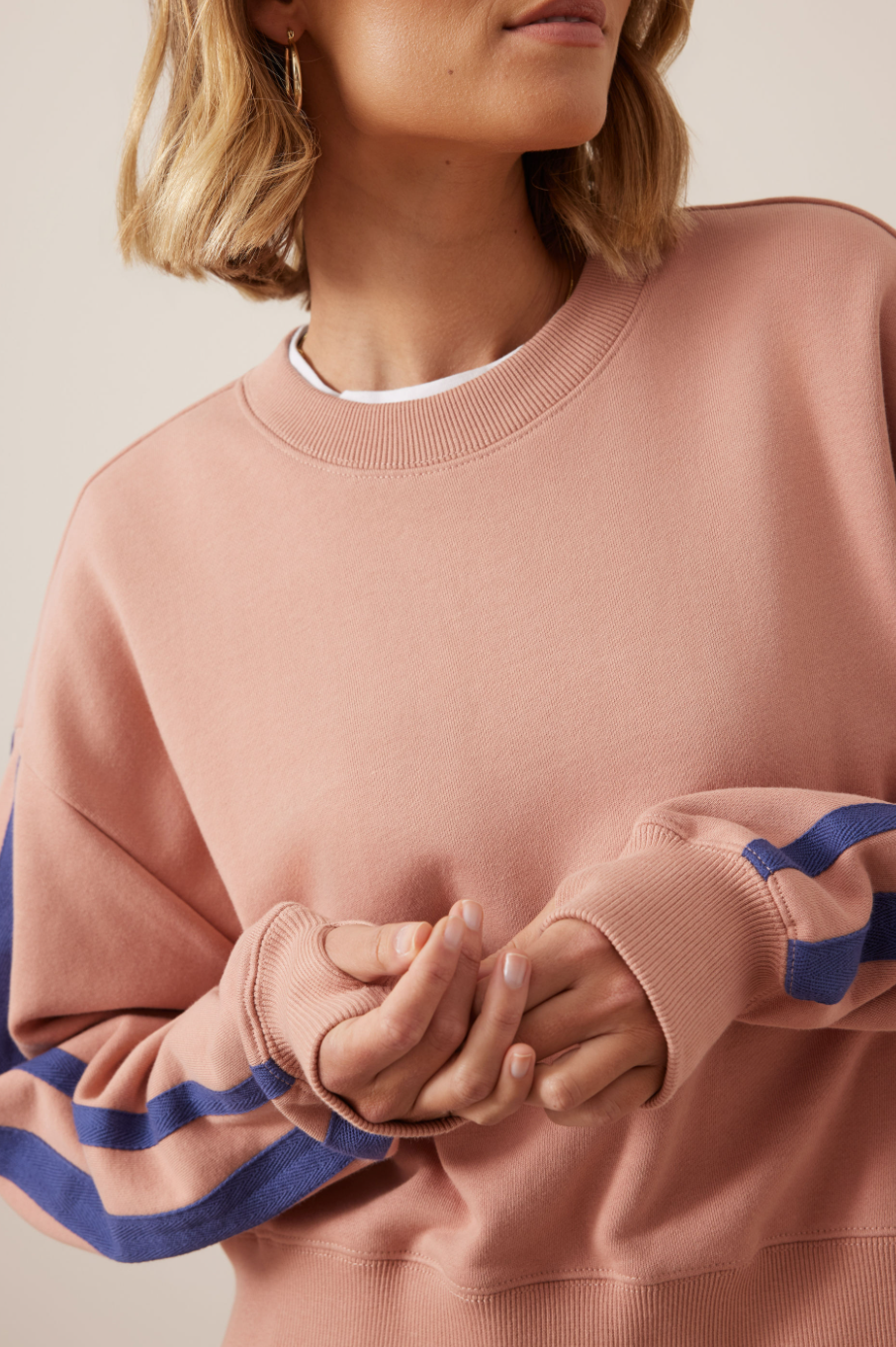 Sasha Sporty Slouchy Crew - Pink Clay