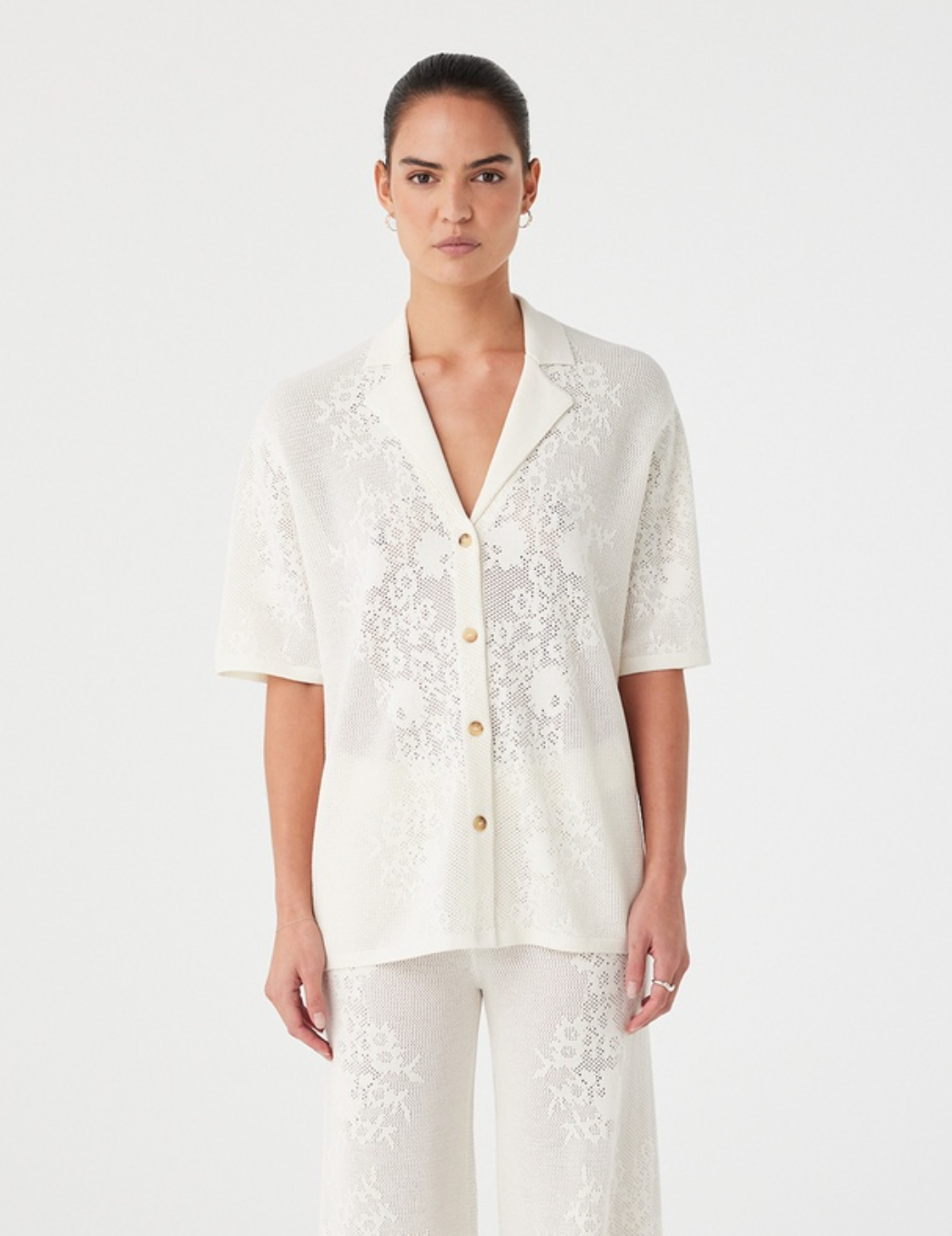 Aster Crochet Shirt - Cream