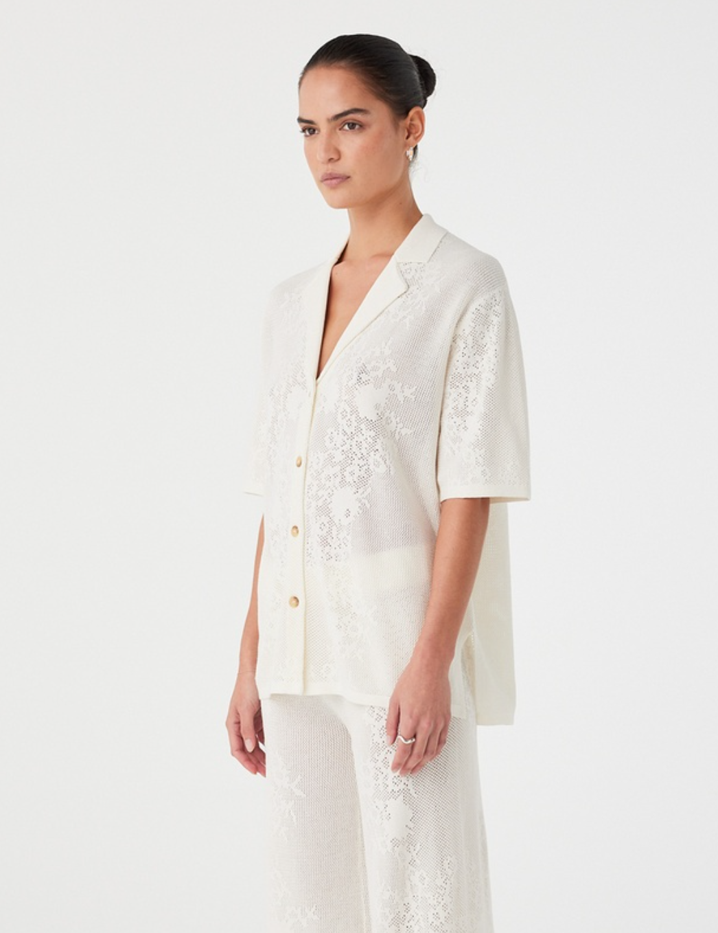 Aster Crochet Shirt - Cream