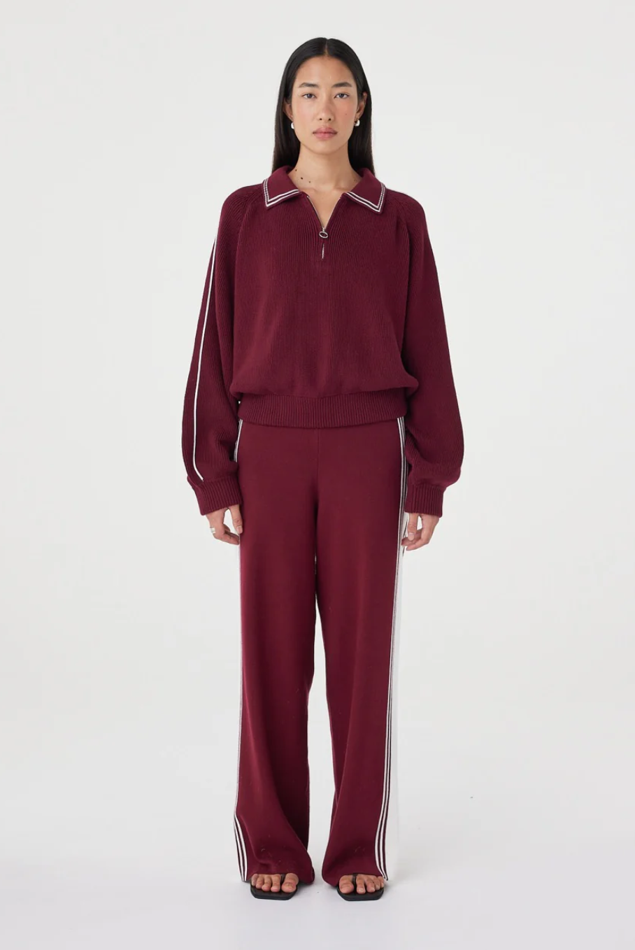 Emery Pant - Merlot & Cream