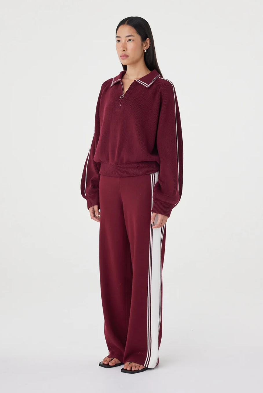 Emery Pant - Merlot & Cream