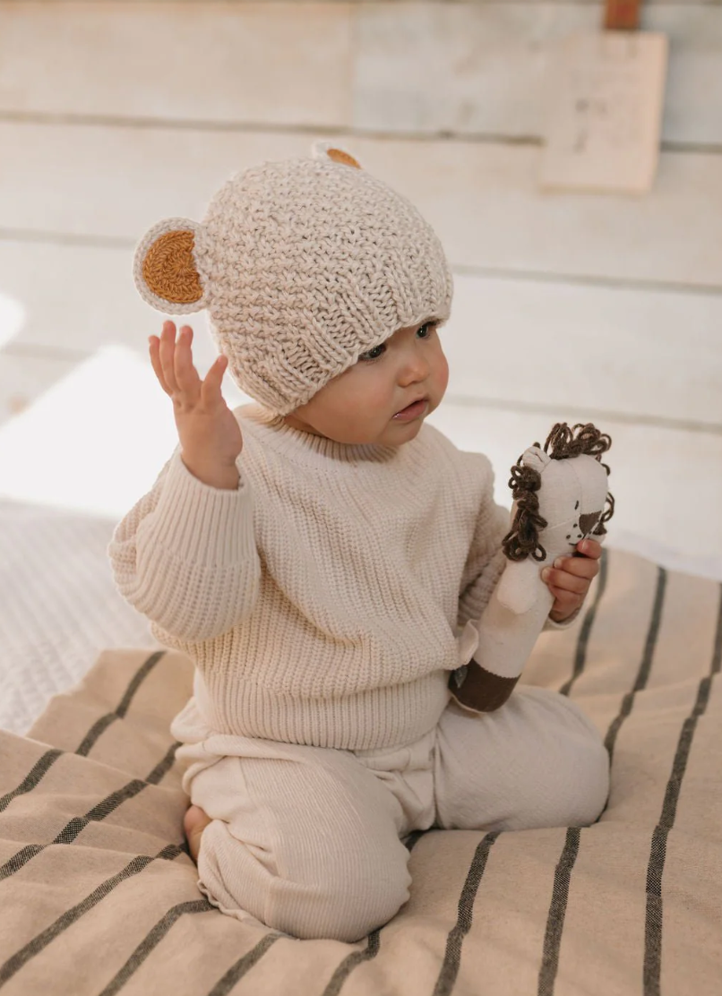 Bear Beanie - Oatmeal
