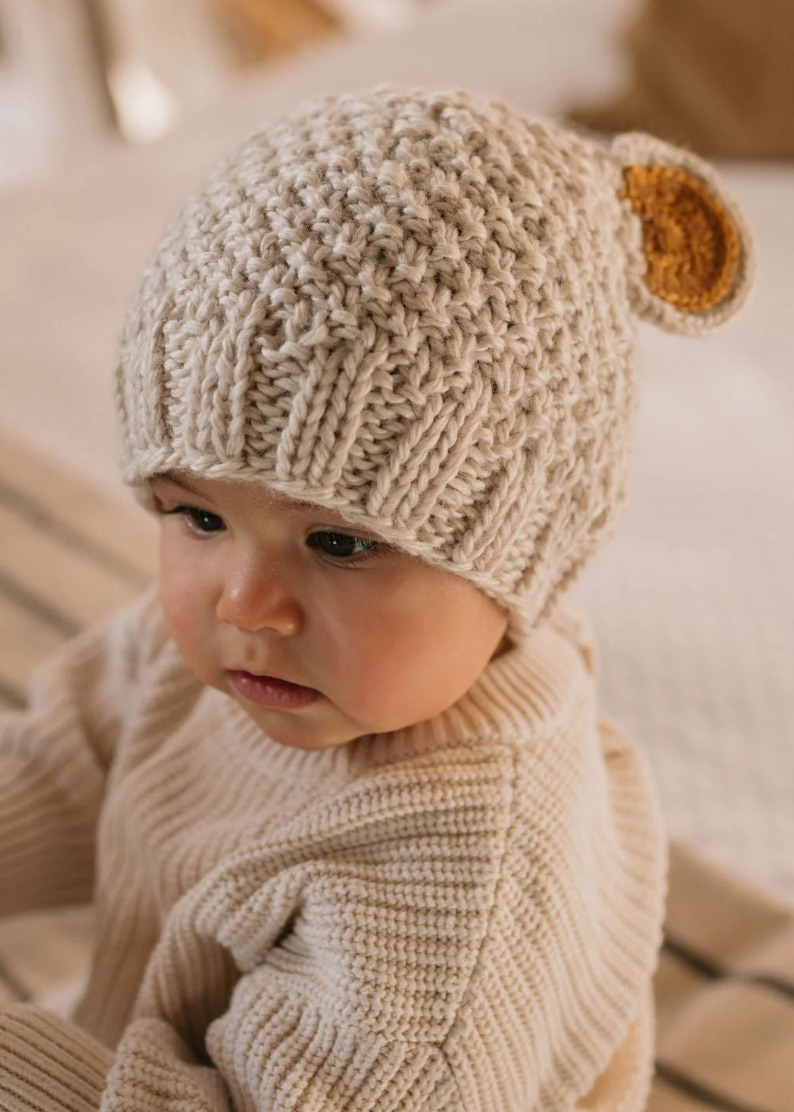 Bear Beanie - Oatmeal