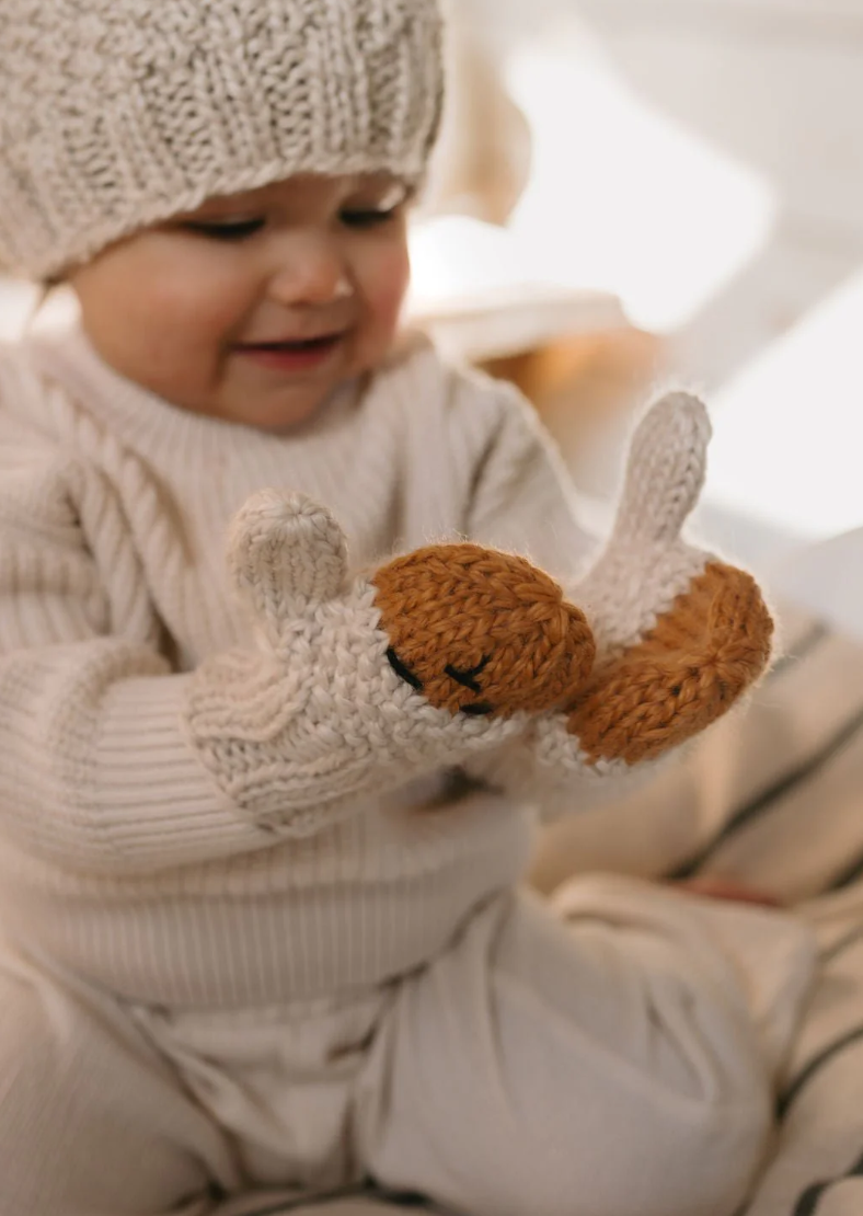 Bear Mittens - Oatmeal