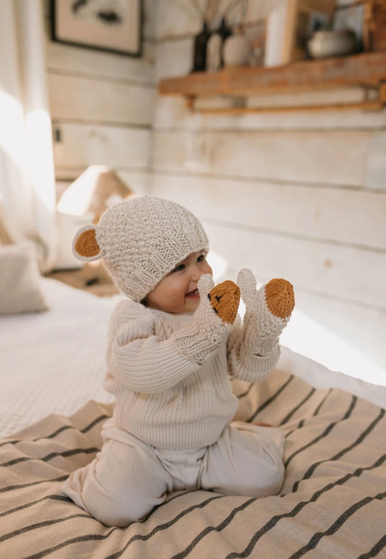Bear Mittens - Oatmeal
