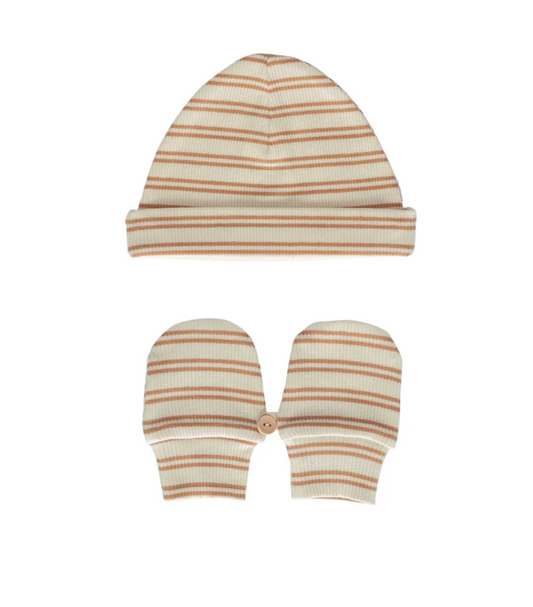 Henley Beanie & Mittens Set - Cream