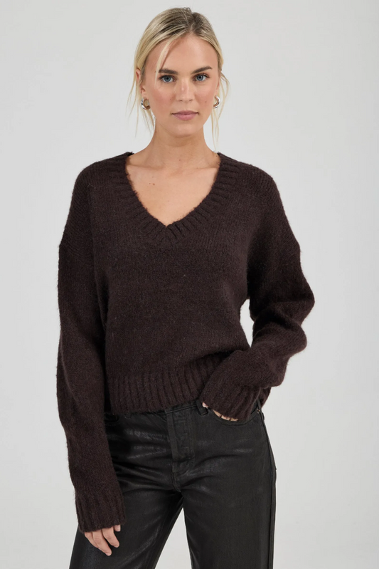 Tomboy V Neck Knit - Espresso