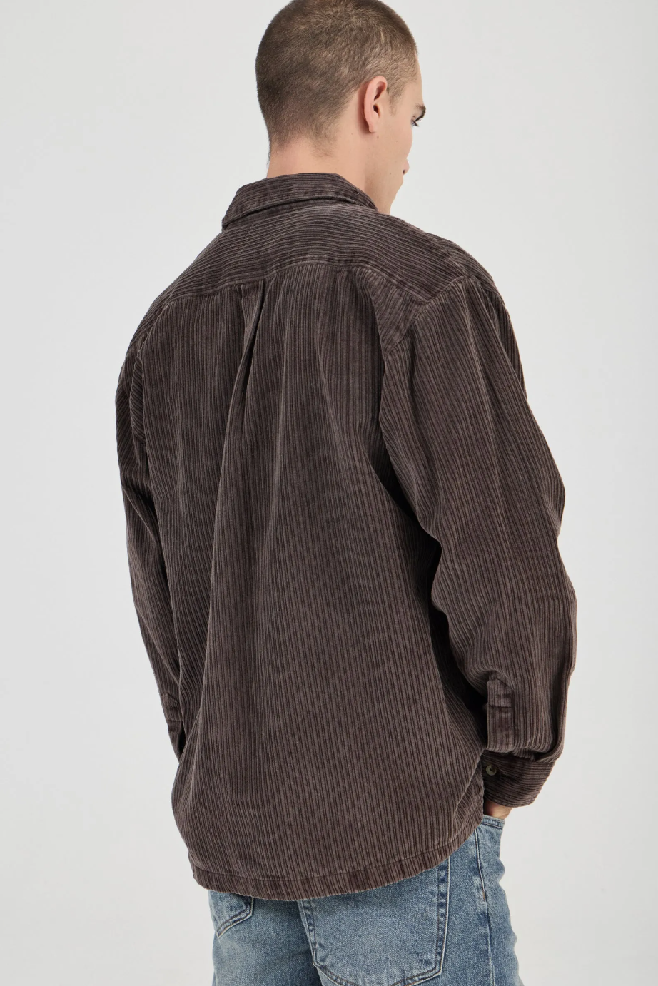 Campus Chunky Cord Long Sleeve Shirt - Dark Brown