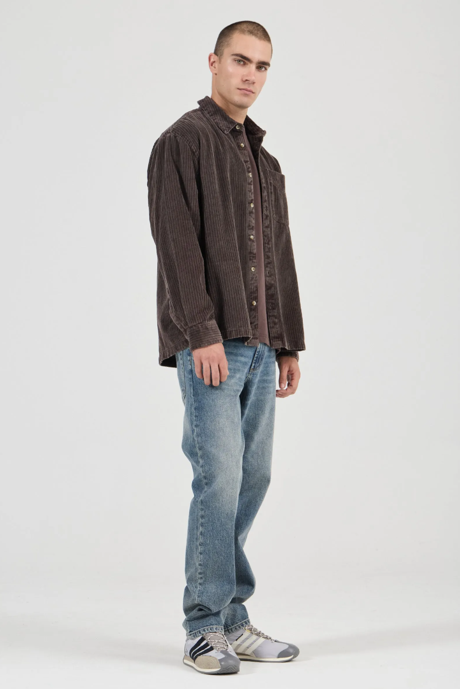 Campus Chunky Cord Long Sleeve Shirt - Dark Brown