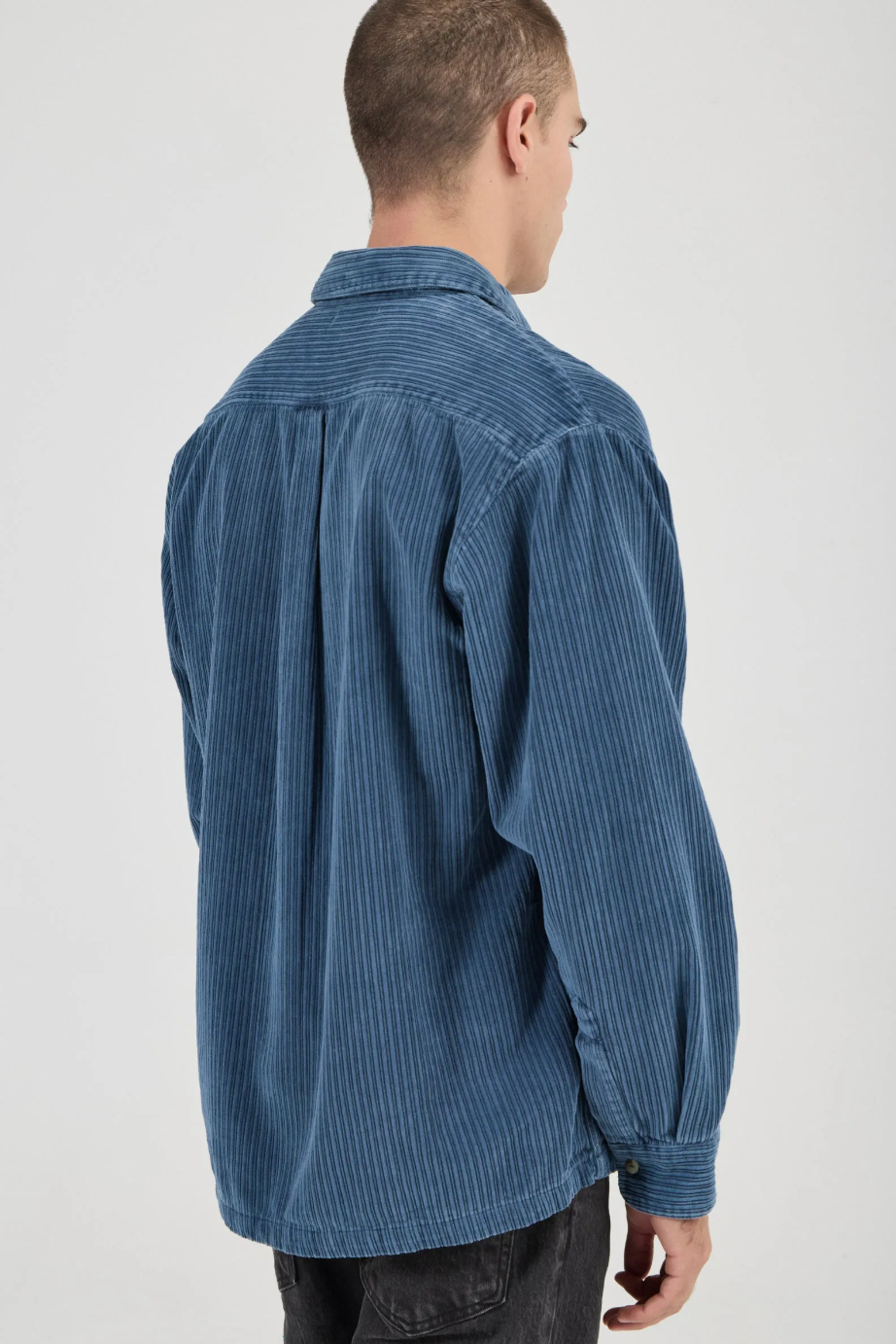 Campus Chunky Cord Long Sleeve Shirt - Washed Blue
