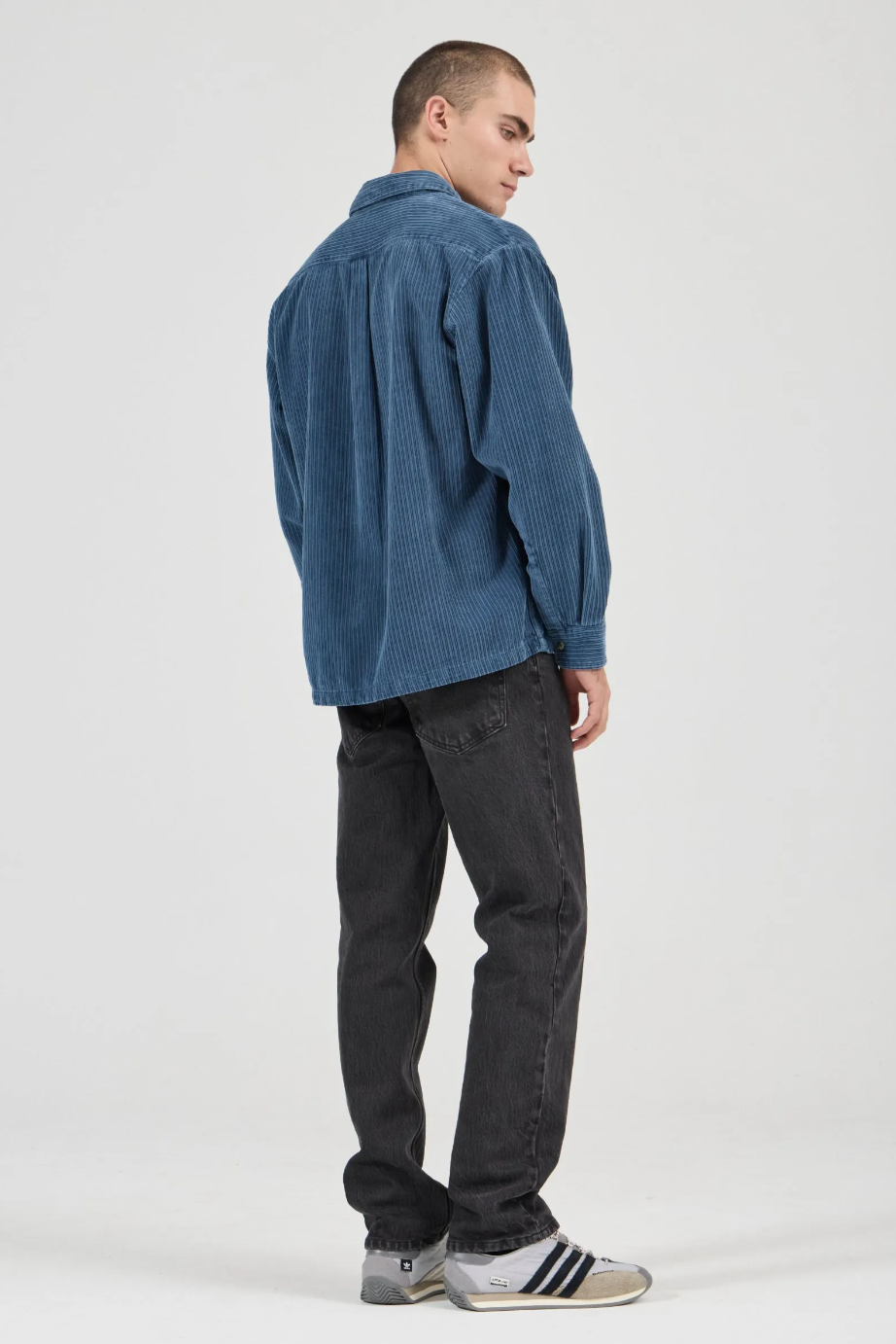 Campus Chunky Cord Long Sleeve Shirt - Washed Blue