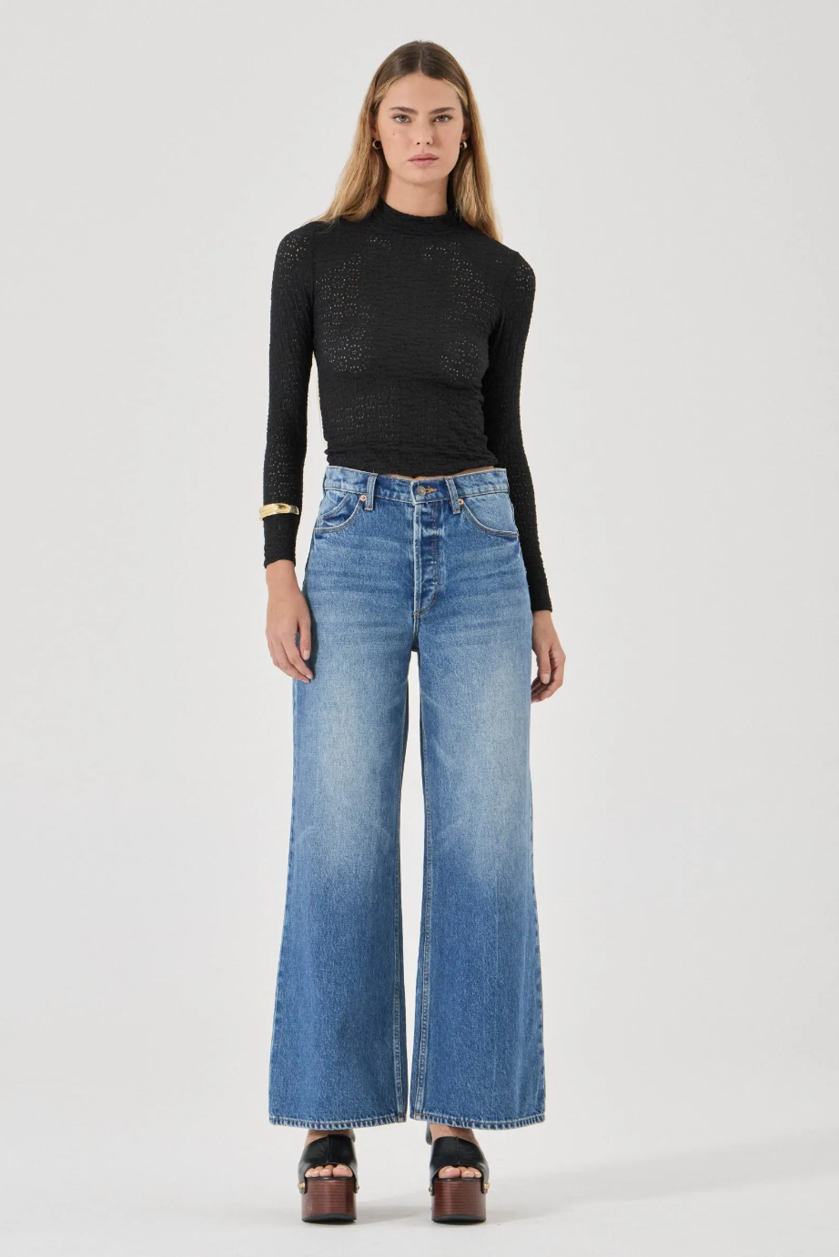 Highneck Daisy Top - Black