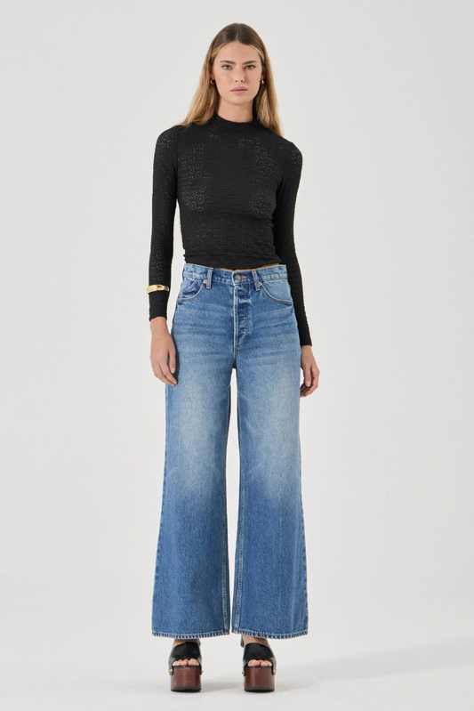 Highneck Daisy Top - Black