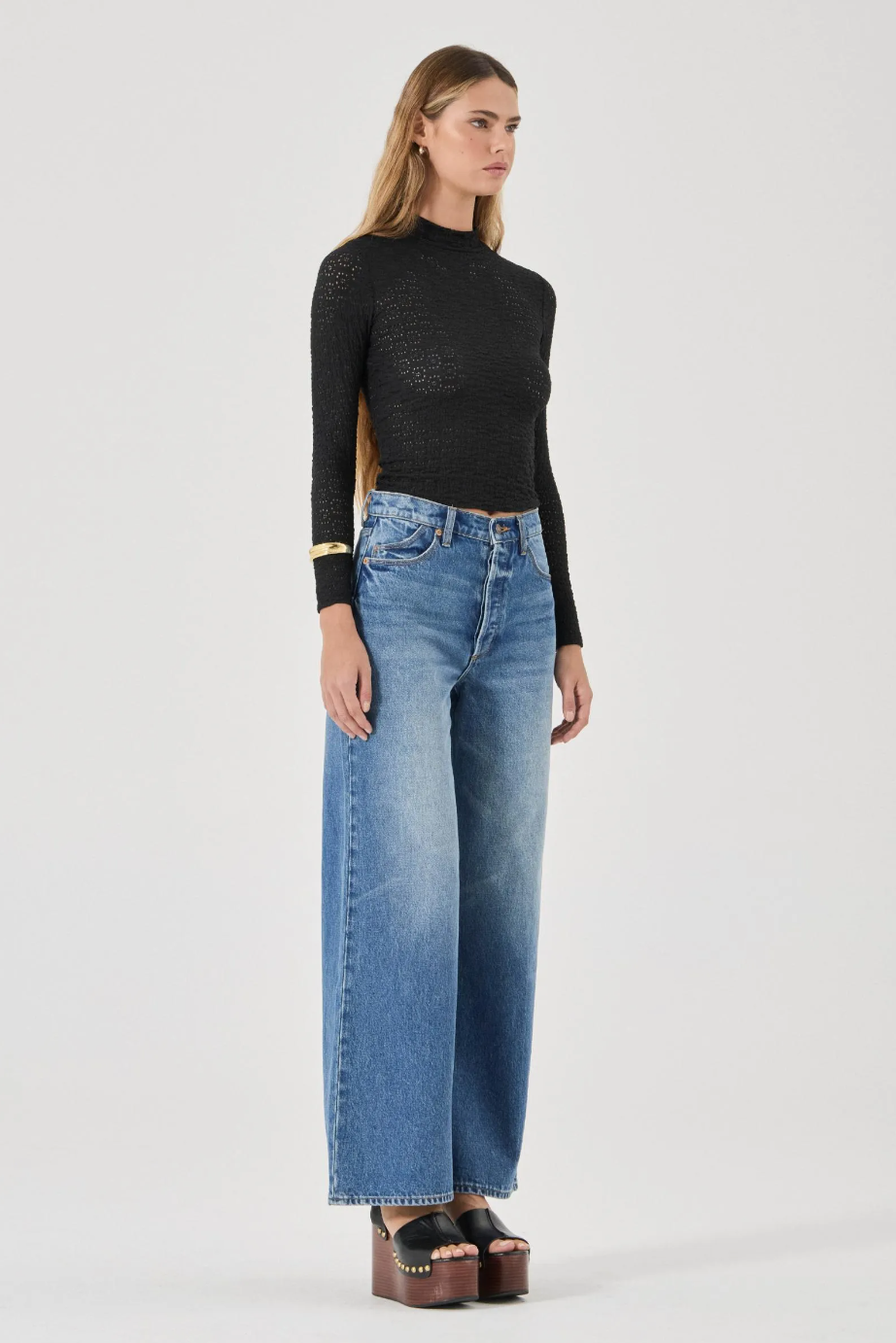 Highneck Daisy Top - Black