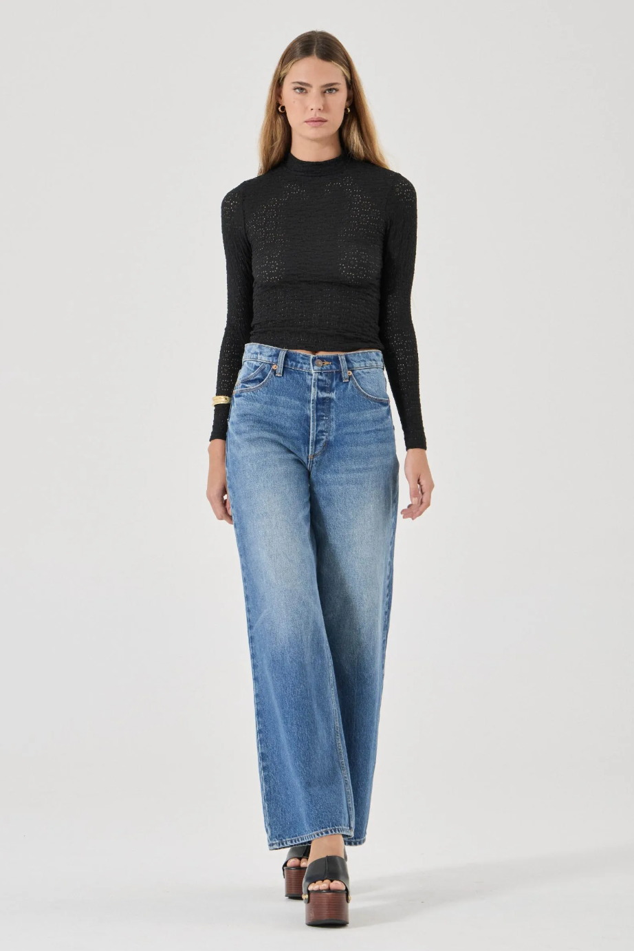 Highneck Daisy Top - Black