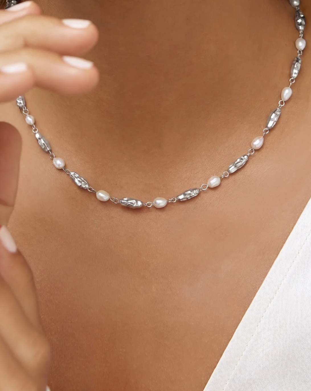 Mimi Pearl and Silver Necklace