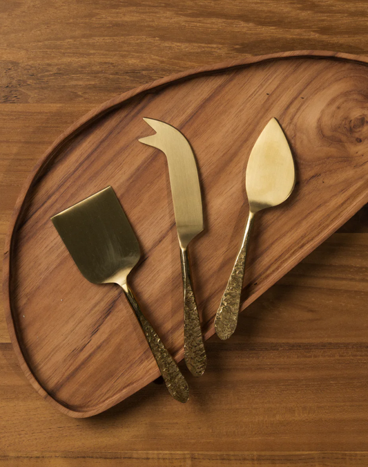 Mira Textured Brass Cheese Set