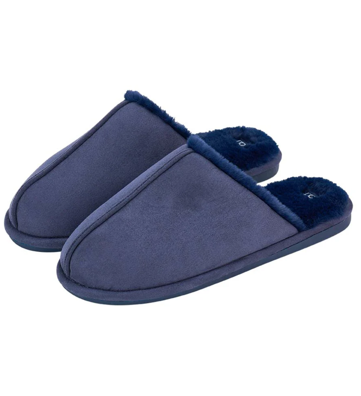 Mens Cosy Faux Fur Slipper Navy - 2 sizes