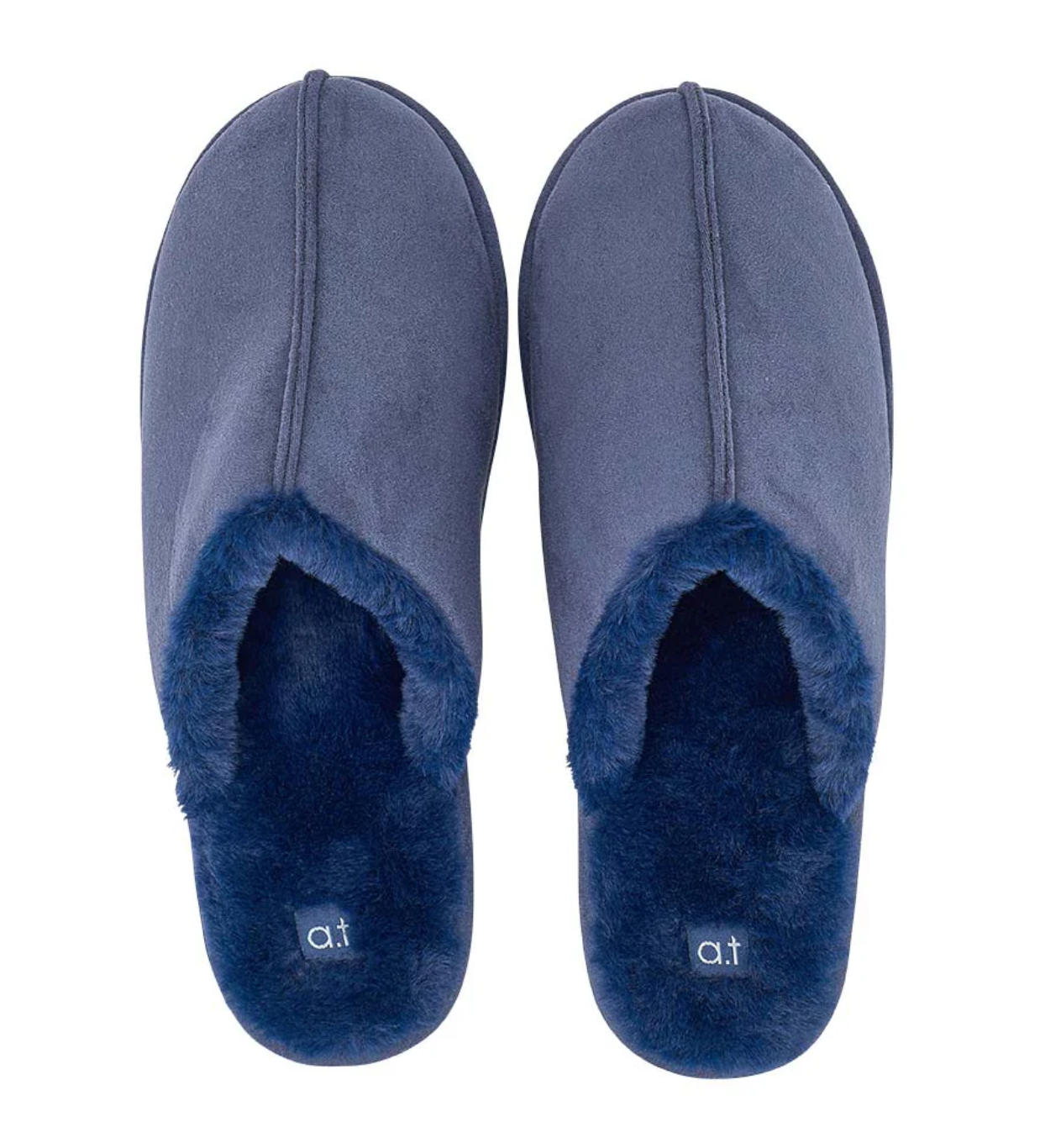 Mens Cosy Faux Fur Slipper Navy - 2 sizes
