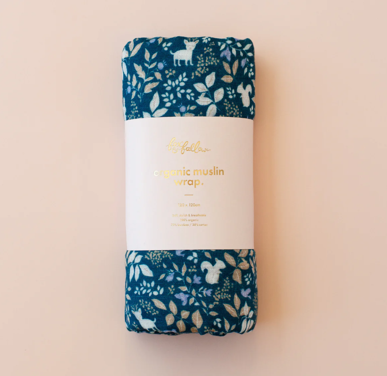 Forest Friends Organic Muslin Wrap Swaddle - Midnight