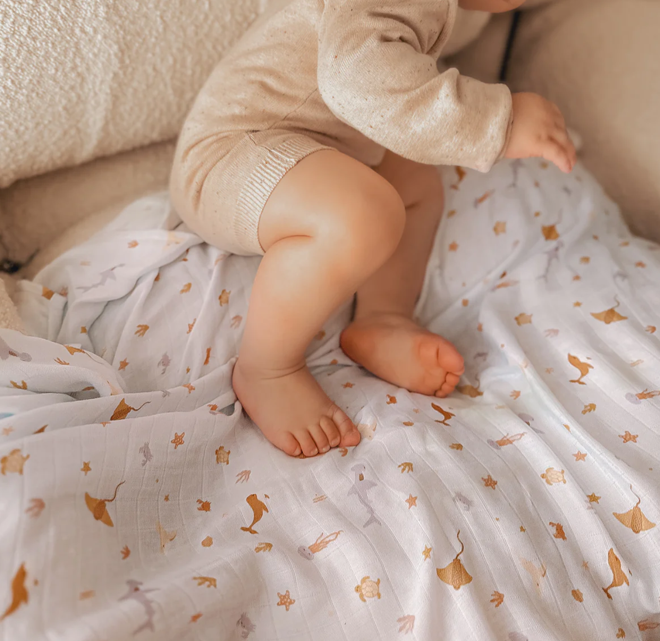 Ocean Friends Organic Muslin Wrap Swaddle