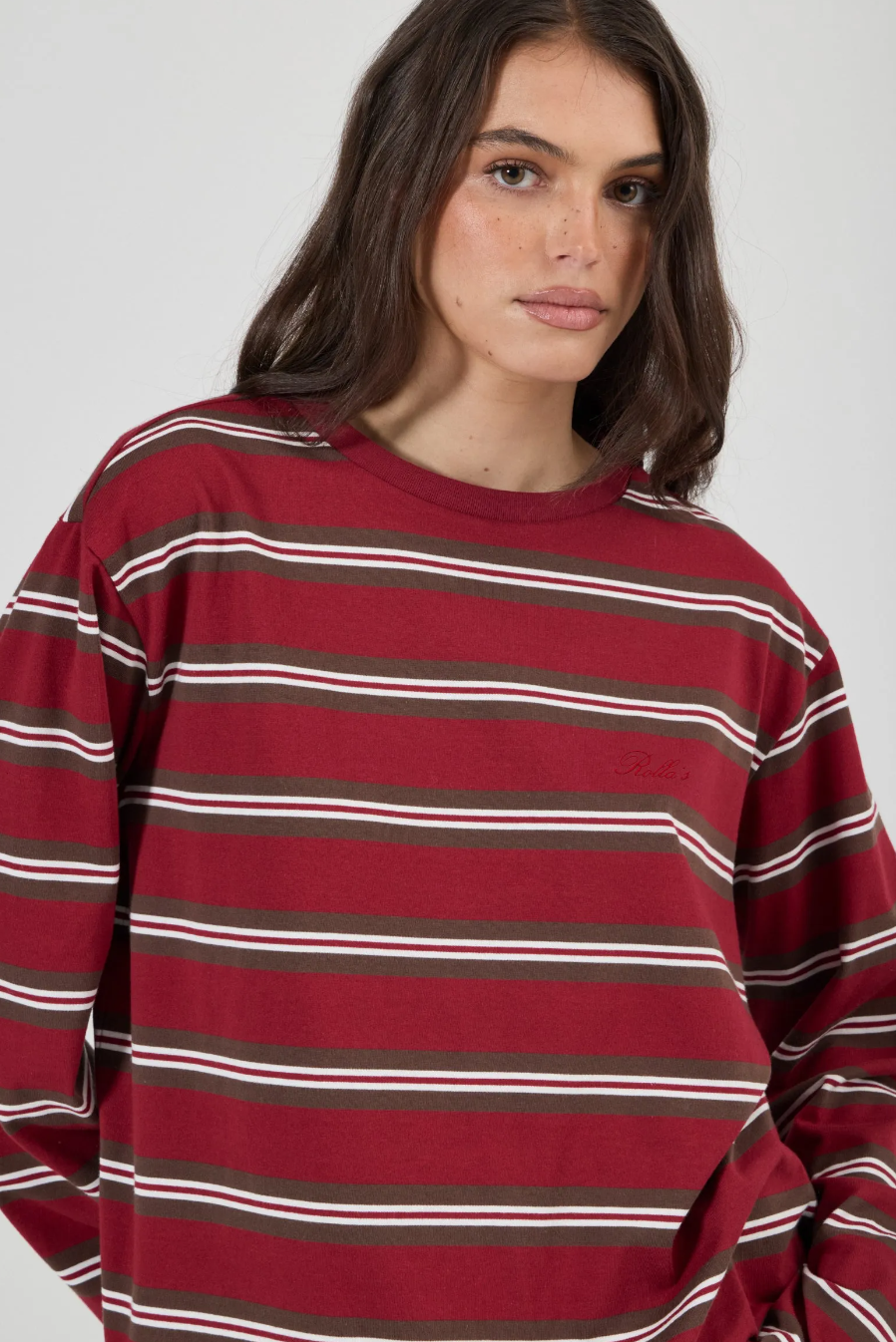 Big City Long Sleeve Tee Stripe - Burgandy