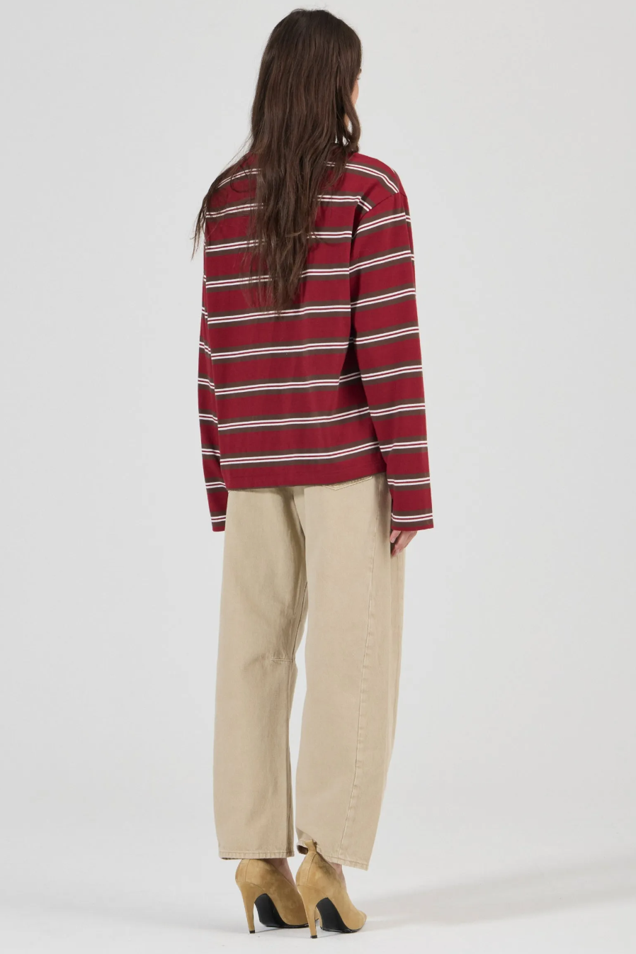 Big City Long Sleeve Tee Stripe - Burgandy
