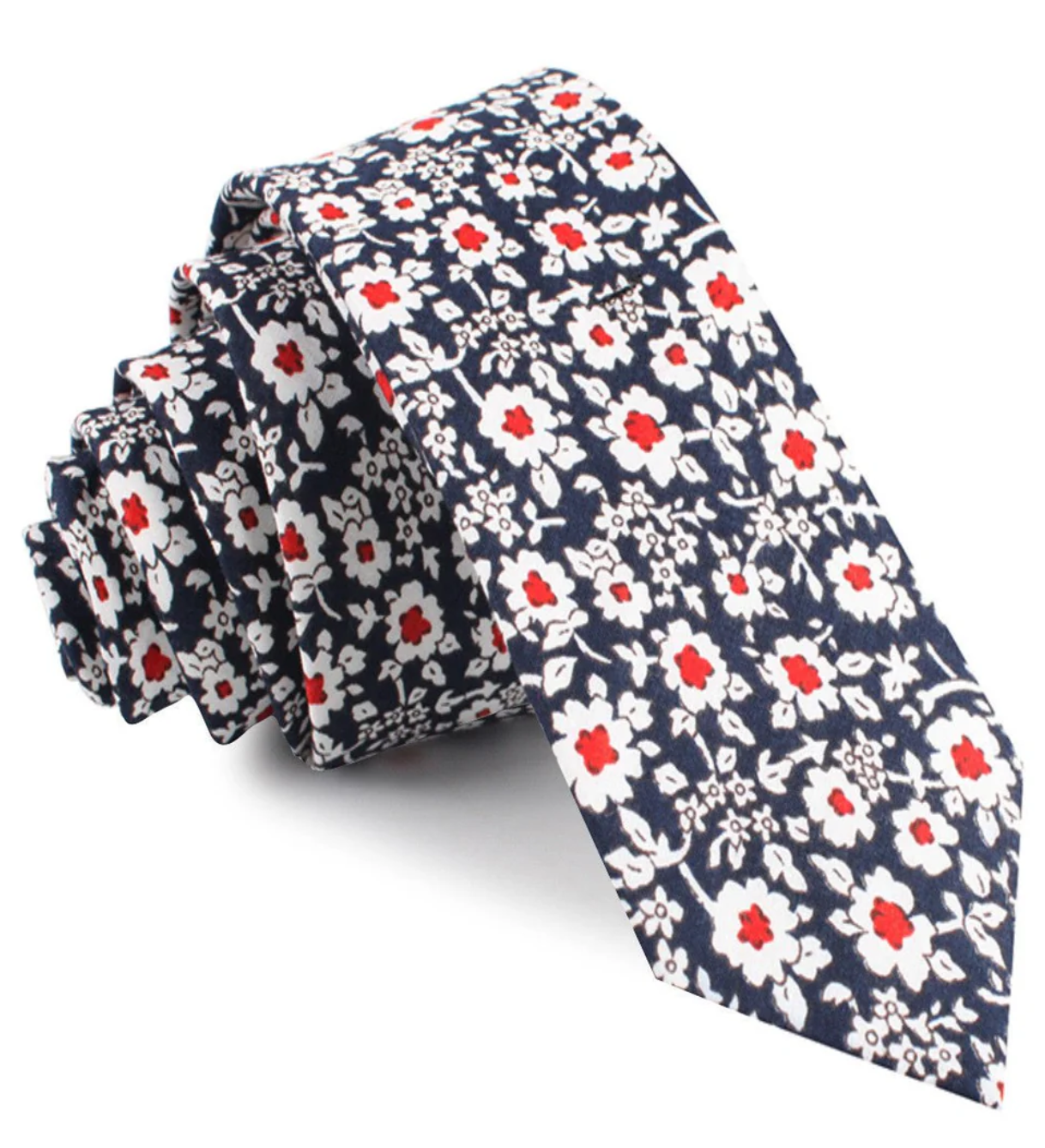 New York Navy Floral Skinny Tie