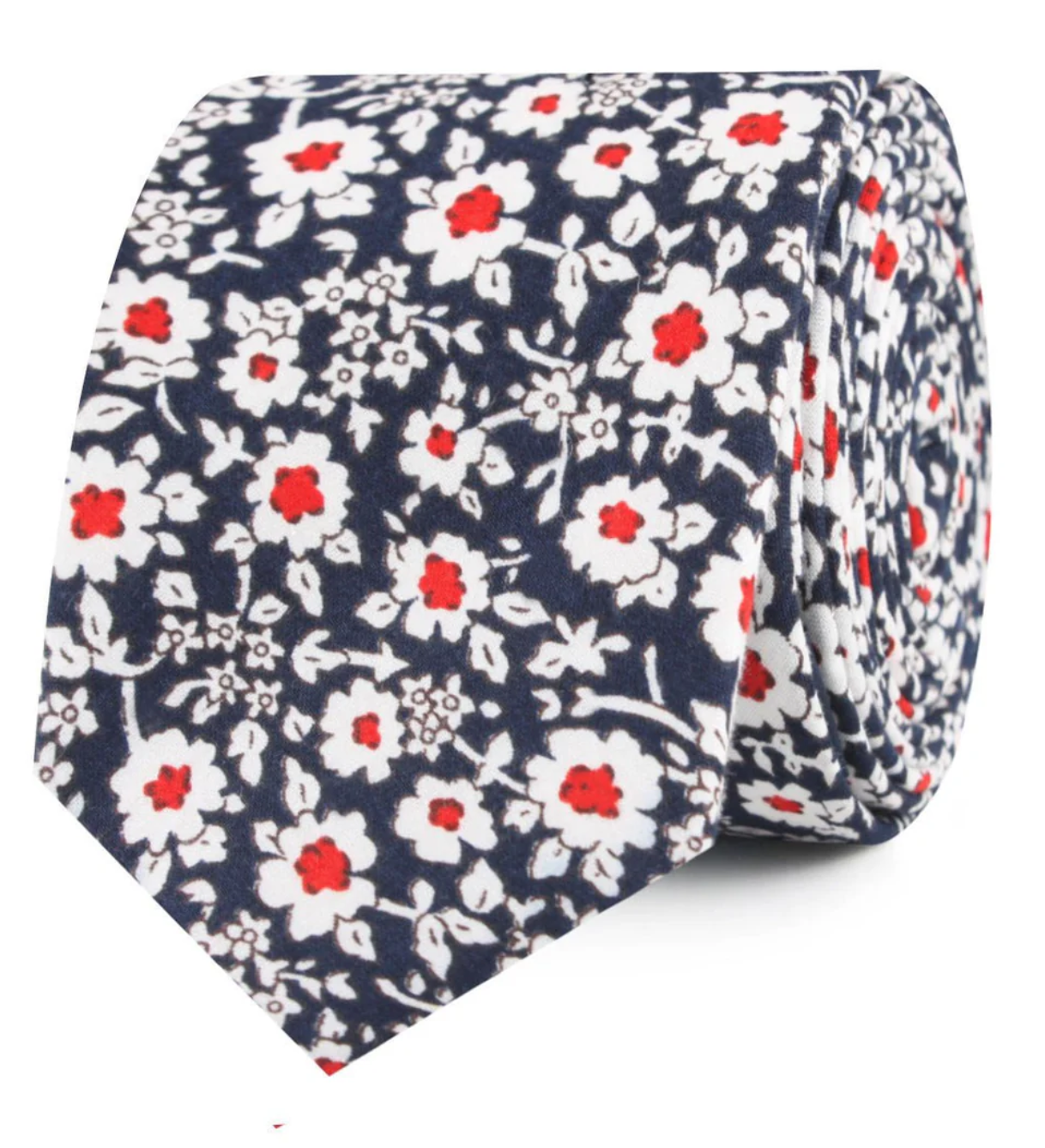 New York Navy Floral Skinny Tie