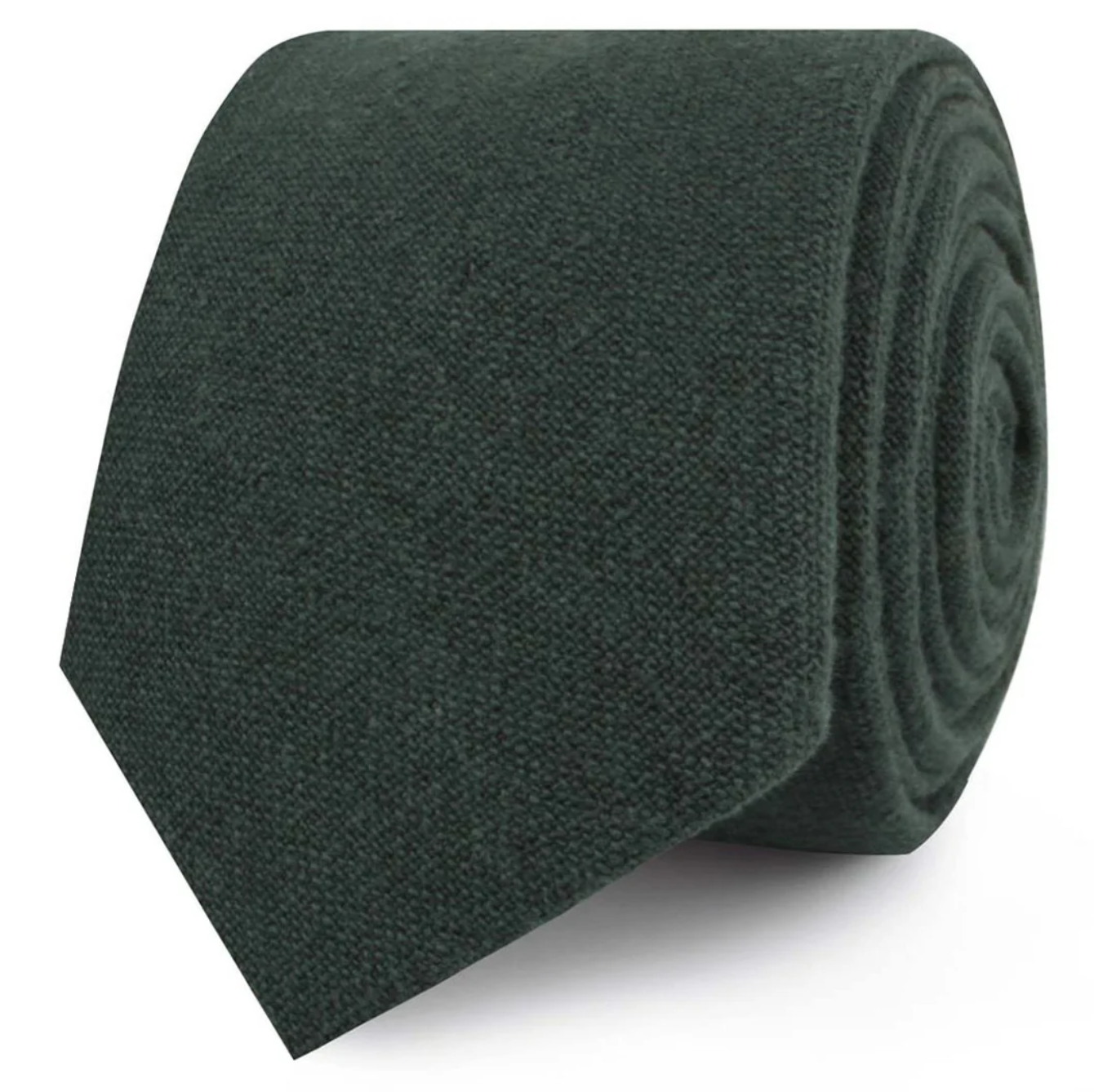 Emerald Dark Green Linen Skinny Tie
