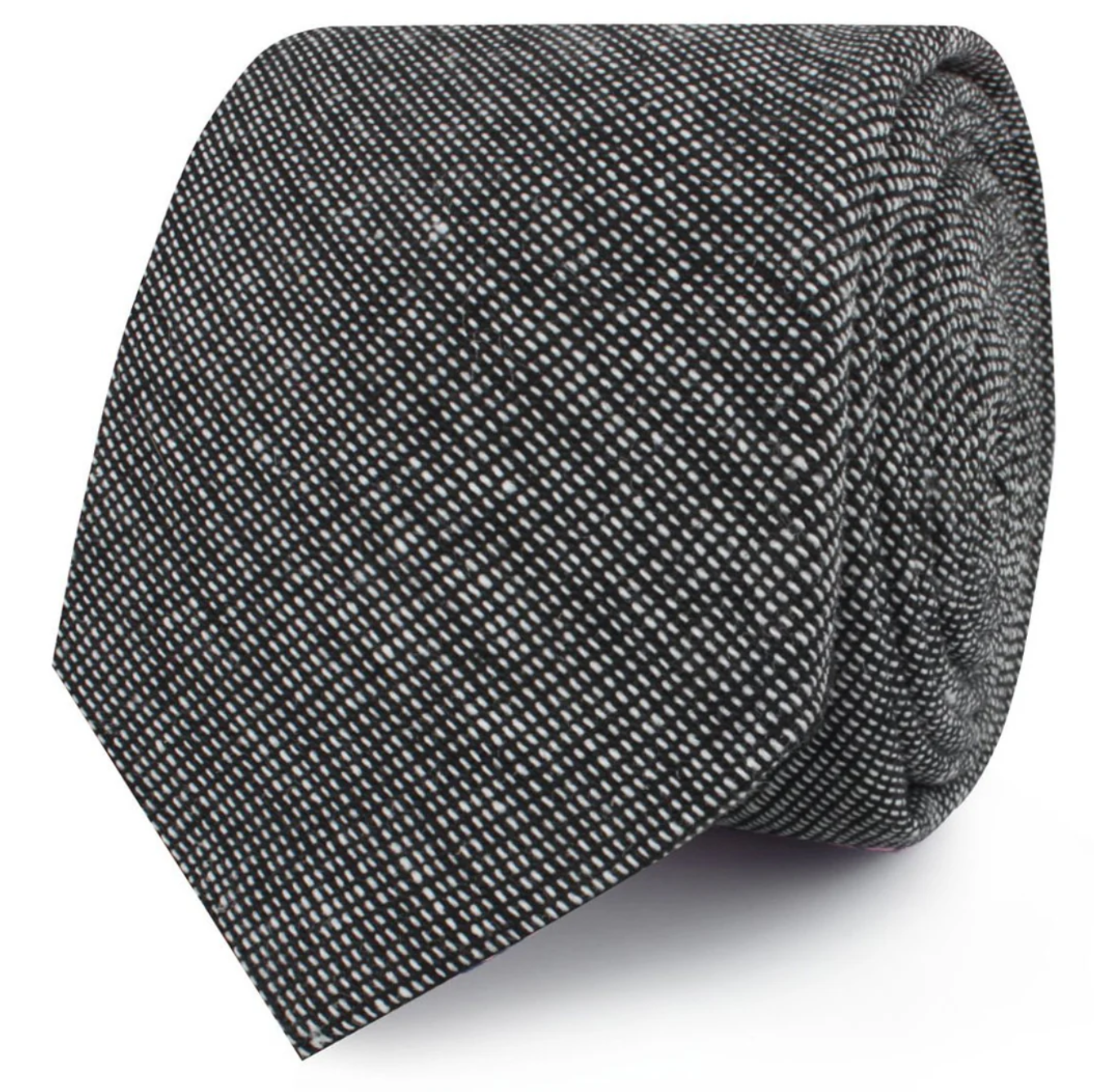 Black Needle Stitch Linen Skinny Tie