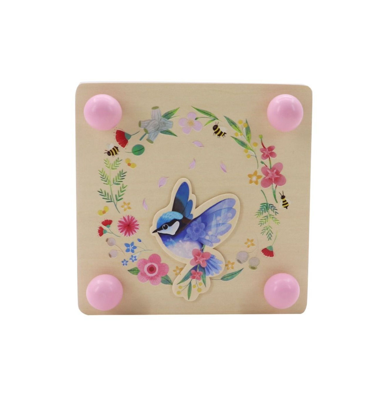 Wooden Blue Wren Flower Press