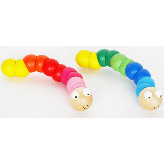 Colourful Wooden Worm - Various Colours