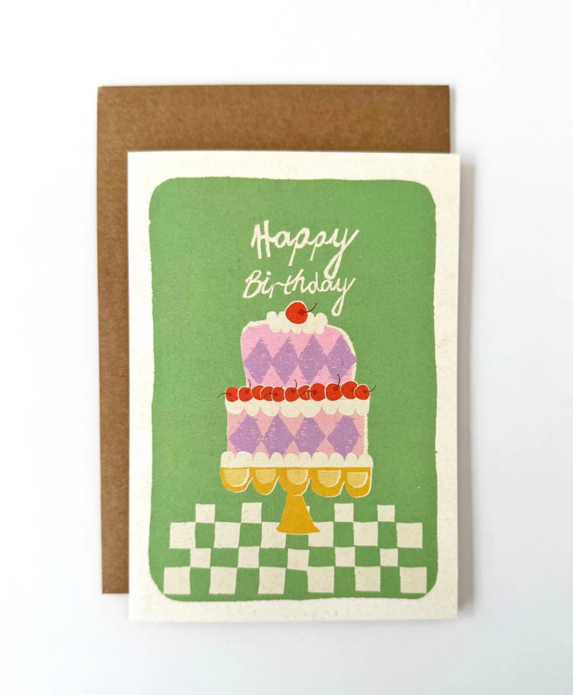 Happy Birthday Cake  Card - Green