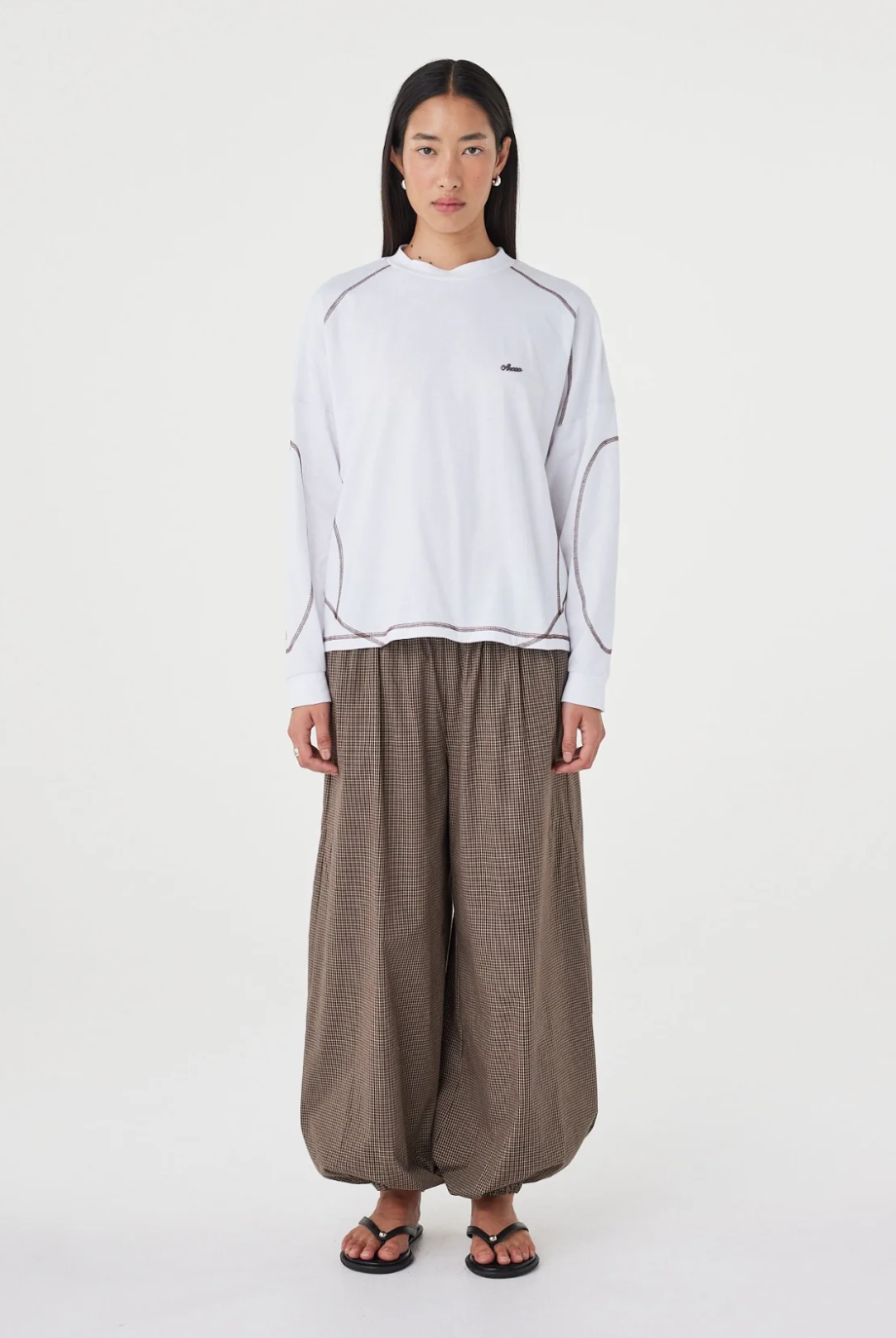 Kesh Longsleeve Top - Cream & Espresso