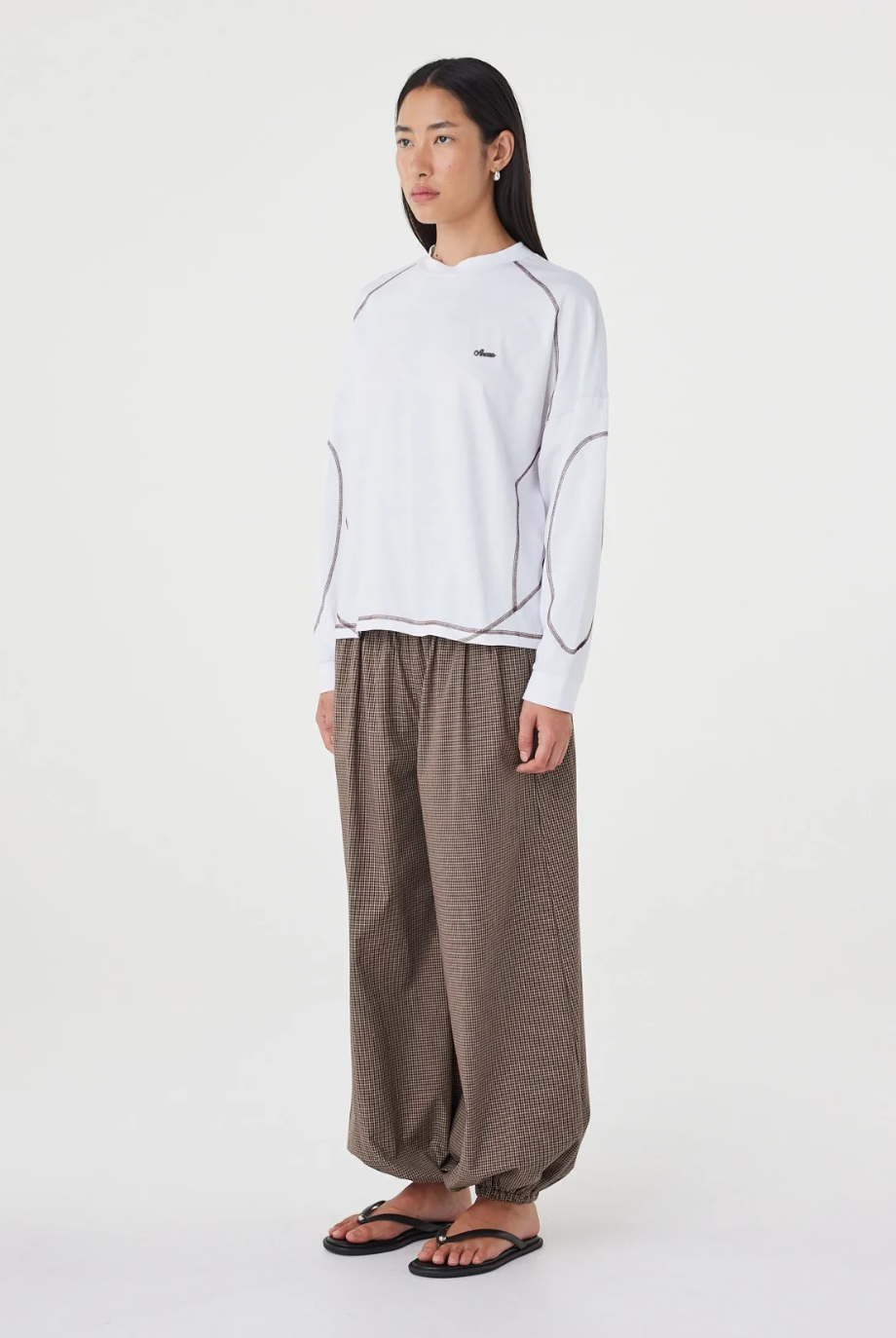 Kesh Longsleeve Top - Cream & Espresso