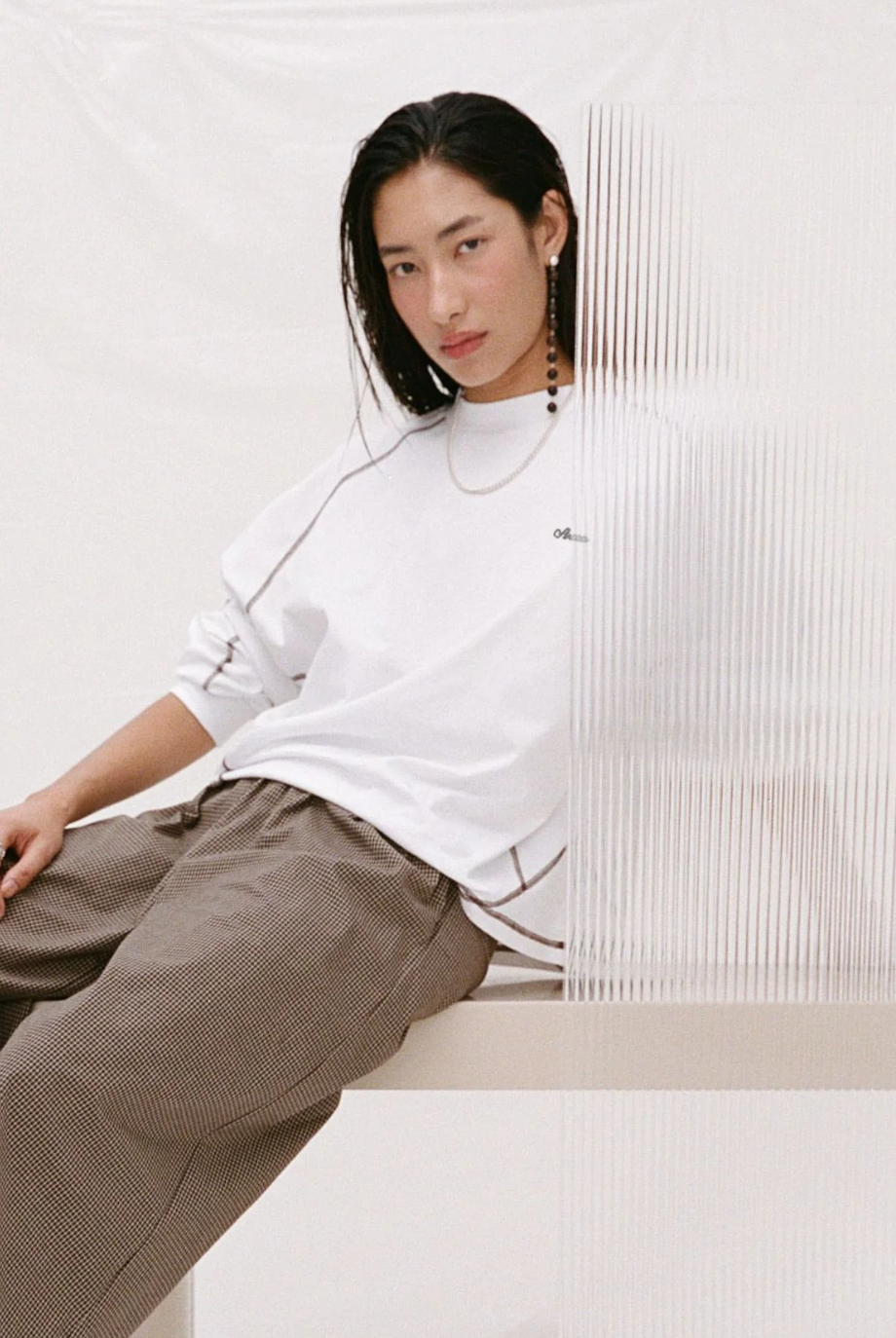 Kesh Longsleeve Top - Cream & Espresso